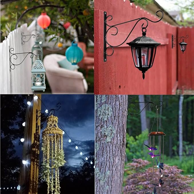 Orgrimmar Hanging Plant Bracket 4 Packs Metal Wall Plant Hangers with Iron Screws Decorative Hook for Bird Feeders, Lanterns, Wind Chimes, Planters, Flower Pot, Outdoor Indoor Decor
