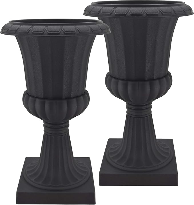 Arcadia Garden Products Black Deluxe Plastic Urn 22"x36" 2 Pack