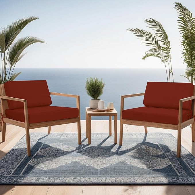 idee-home Outdoor Cushions for Patio Furniture, Outdoor Seat Cushion, Waterproof Couch Hampton Bay Deep Seat Replacement Chair Cushions for Garden Lawn Backyard Deck, 26.5 x 26.5