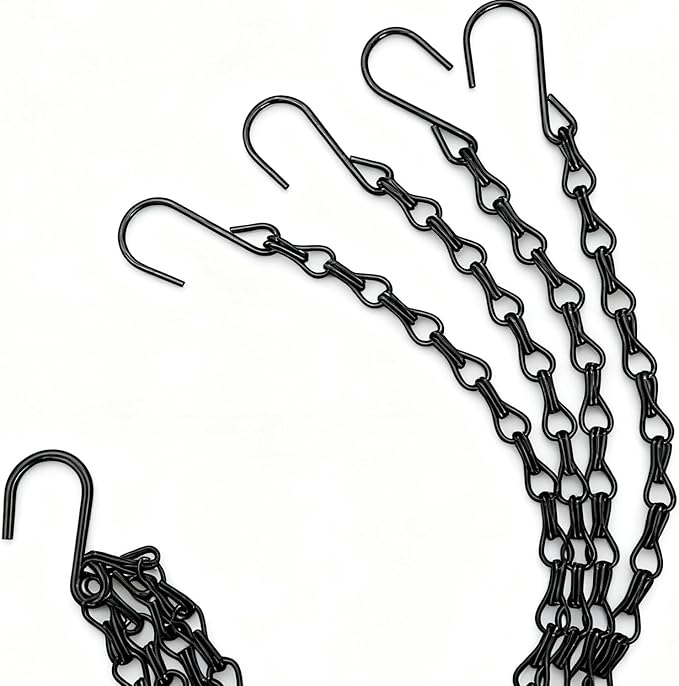 4 Pack Hanging Basket Chains, Adjustable Plant Hanging Chain with S Hooks, Heavy Duty Metal Chains for Planters, Flower Pots, Lanterns, Wind Chimes, Indoor Outdoor Hanging Decor (15.7 inch)