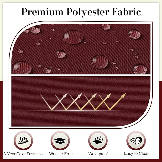Cozyide Outdoor Chair Cushions, Waterproof Patio Seat Cushions with Adjustable Straps, Round Corner Patio Chair Cushions for Garden, Burgundy, 17x16x2 Inch (Pack of 4)