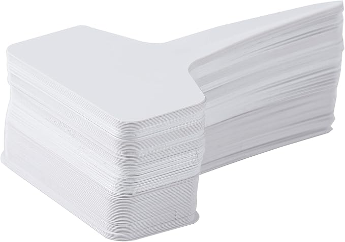 100 Pcs T-Type Plant Labels with a Gel Pen, Waterproof Nursery Plant Tags Plastic Garden Markers, White, 6 x 10cm
