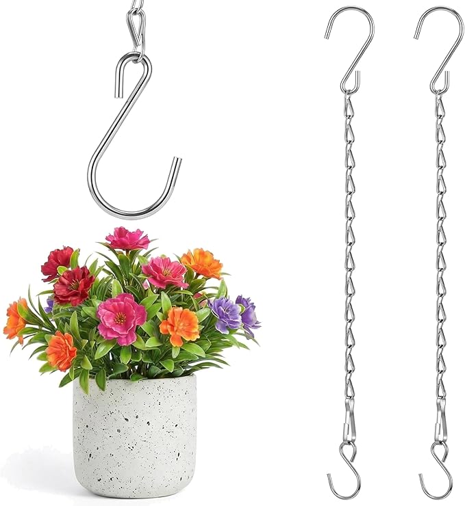 EBOOT 2 Pcs Hanging Chain for Bird Feeders, Planters, Lanterns and Ornaments (Silver,35 Inch)
