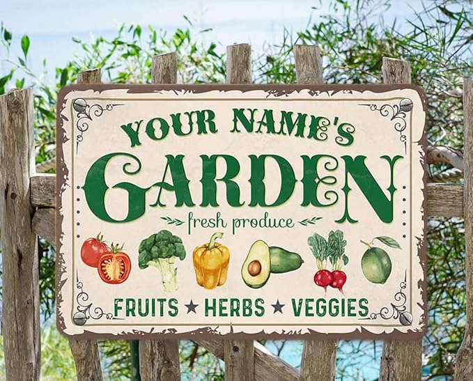 Personalized Metal Signs with Name Made in USA Custom Vintage Garden Sign Waterproof Vintage Decorative Metal Print for Wall Decor Customized Home Garden Ideas Gifts Artwork Prints for Yard Ourdoor