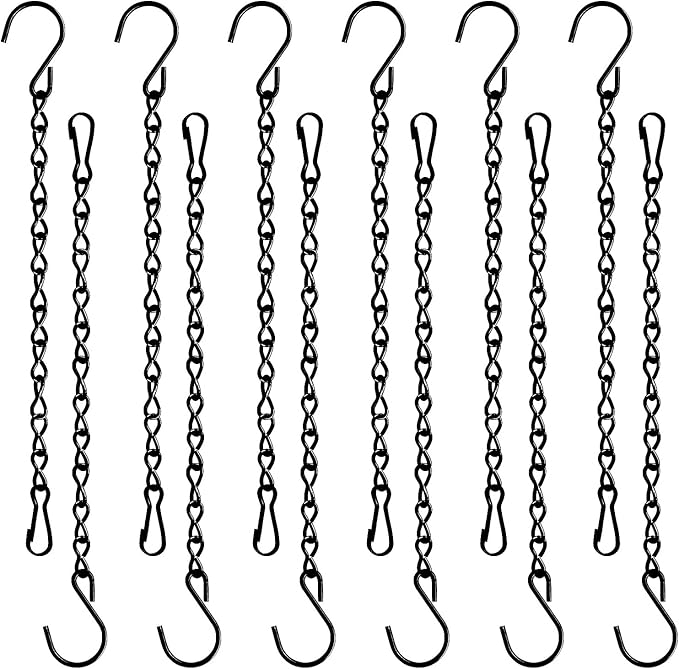 12 Pack 9.5 Inch Hanging Chain for Bird Feeders, Planters, Lanterns, Wind Chimes, Billboards, Chalkboards and Ornaments (Black)