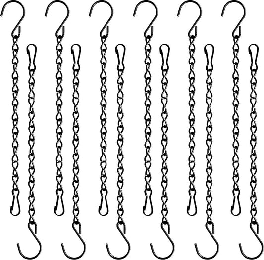 12 Pack 9.5 Inch Hanging Chain for Bird Feeders, Planters, Lanterns, Wind Chimes, Billboards, Chalkboards and Ornaments (Black)