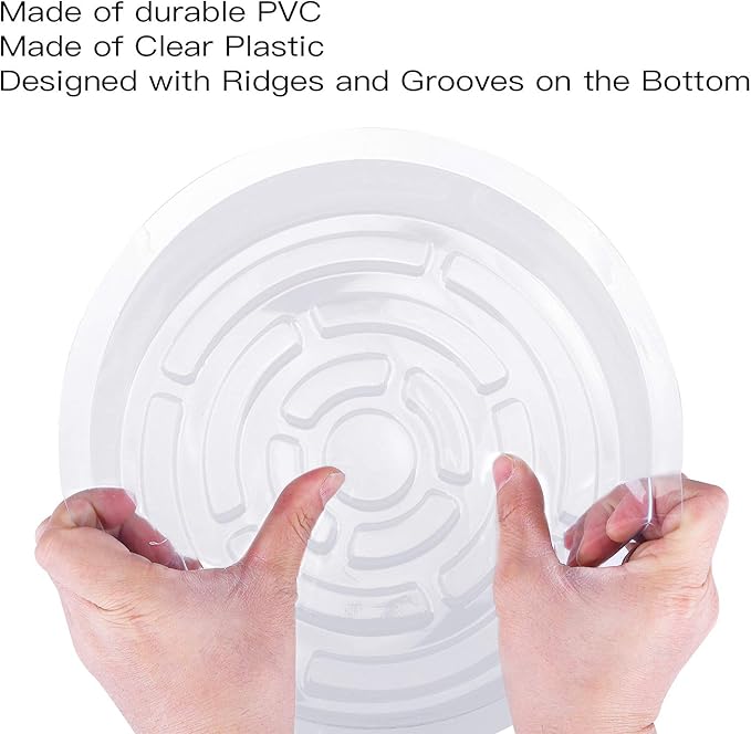 Rocutus Plant Saucer,20 Pack Plastic Plant Saucer Drip Trays Small Plant Plate Dish,Heavy Duty Clear Plastic Plant Saucers Flower Pot Tray Flower Pot Drip Pan for Indoor and Outdoor Plants (6 Inch)