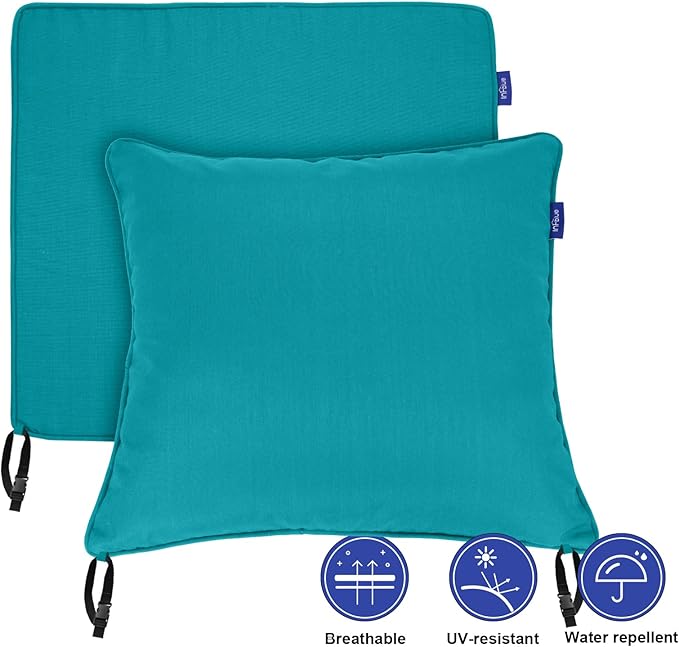 Deep Seat Cushions, Outdoor Cushions, Patio Furniture Cushions, Deep Seat & Back Cushion Patio Cushions for Backyard Couch Sofa Fade Resistant (24x24x4 inches 4 Sets, Solid Aqua Green)