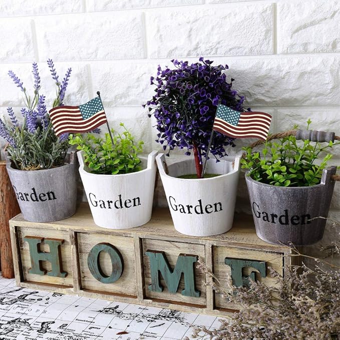 Veclotch 2x 4th of July Metal US Flag Yard Sign Outdoor Lawn Decor, 12.75''H Patriotic Americana Flag Garden Signs Decorative Outdoor Stake July 4th Memorial Day Party Supplies, Multi