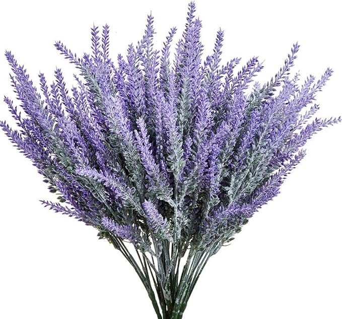 CATTREE Artificial Lavender Flowers, 6 Pack Fake Flower Bouquet Plastic Plants Home Bridal Wedding Office Garden Balcony Indoor Outdoor DIY Centerpieces Arrangements Craft Decoration Purple - 6 pcs