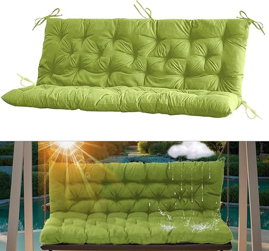2-3 Seat Swing Replacement Cushion, Outdoor Bench Cushions with Backrest Thicken 4", Patio Furniture Garden Porch Loveseat Glider Pad Anti-Fading Waterproof (Grass Green, 40x40in)