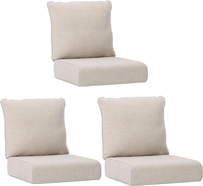 Joyside Outdoor Chair Cushions Set, 24x24 Inch Patio Furniture Cushions, 6’’ Thick, Water Resistant & Fade Resistant, Outdoor Replacement Cushions for Seat and Sofa