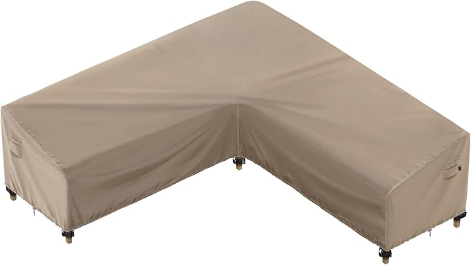 iBirdie Outdoor Sectional Cover fit 85 x 85 inch, 84 x 84, 83 x 83, 82 x 82 L-Shaped Patio Sofa Waterproof Weatherproof 600D Heavy Duty Garden Furniture Cover for Outside L Shape Couch, Brown