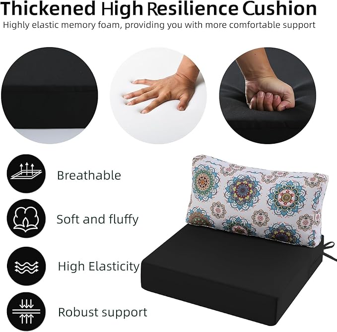Outdoor Cushions for Patio Furniture, Outdoor Seat and Back Cushion, Waterproof Hampton Bay Deep Seat Replacement Couch Cushions for Lawn Garden, 28.5x28.5 Inch
