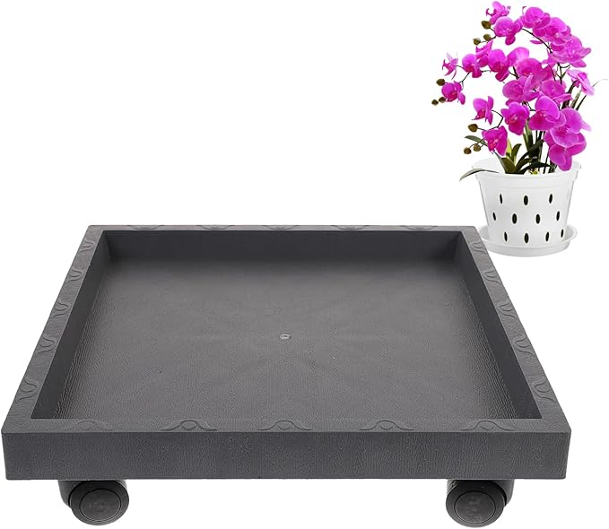DOITOOL 14.17 Inch Square Rolling Plant Stand with Wheels Heavy Duty Flower Pot Tray for Indoor and Outdoor Use Mobile Planter Holder for Garden Patio Balcony Deck