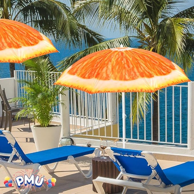 PMU 6.5 ft Beach Umbrella for Sand, Sun Shelter, Outdoor Sunshade Umbrellas for Patio Garden Beach Pool Backyard