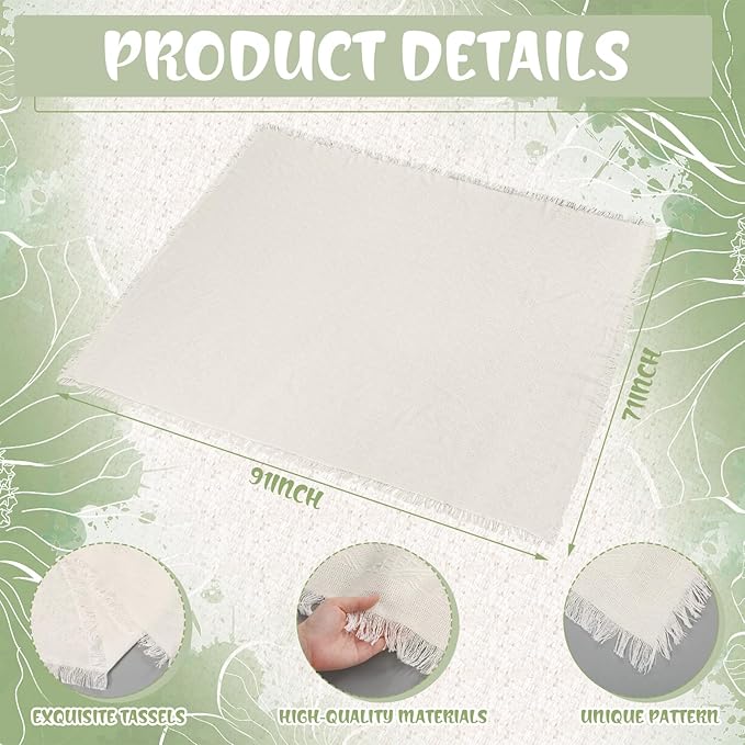 91 x 71 Extra Large Outdoor Boho Picnic Blanket with Sage Green Table Runner, 6 Throw Pillow Covers 6 Napkins Woven Cotton Yarn Oversize Beach Blanket Washable Picnic Camp Wedding