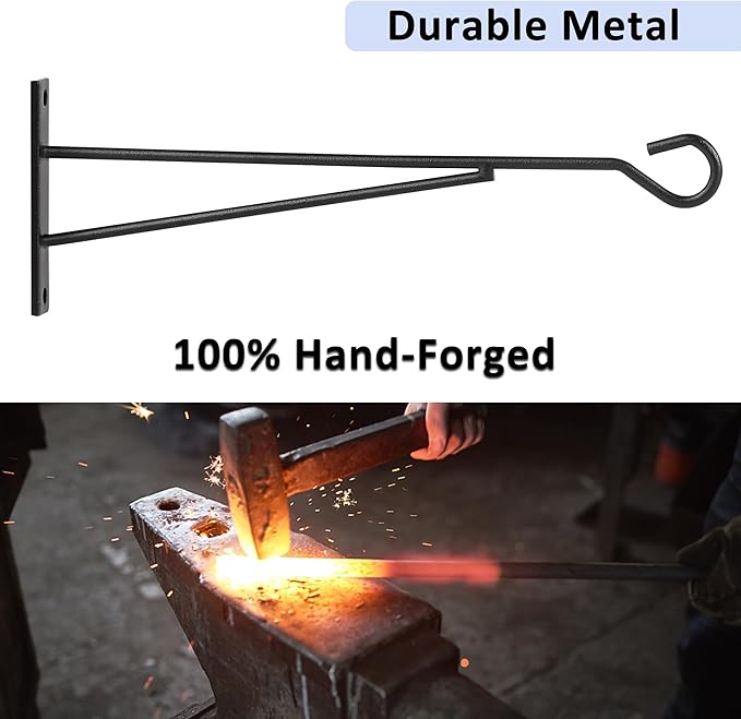 8" Plant Hangers 6 Pack, Metal Plant Hooks for Basket, Flower, Planter, Feeder, Lantern, Wind Chime, Hanging Plant Bracket for Wall Fence Porch Outdoor Indoor