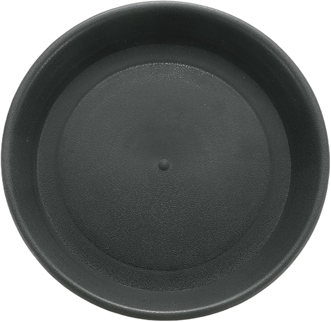 HARFINGTON Plastic Plant Saucer 6.1" Round Drip Trays Flower Pot Saucers Flower Base Bottom Drainage Tray for Indoors Outdoors Planters, Gray-Black