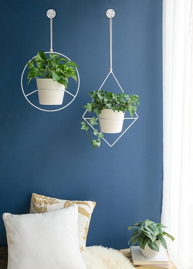 Mkono Ceiling Hooks for Hanging Plants, Metal Plant Hanger Bracket Wall Mount Hooks for Hanging Bird Feeders, Lanterns, Wind Chimes, Planters, Indoor&Outdoor Decoration Hooks (2-Pack) (White)
