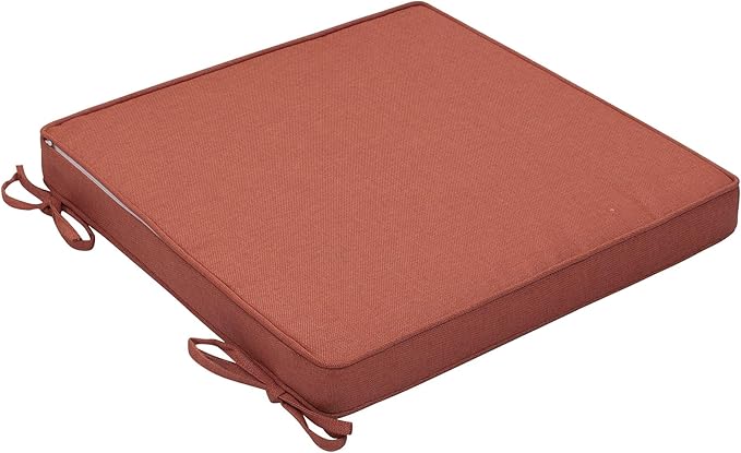 Magpie Fabrics Indoor Outdoor Waterproof Square Chair Cushion, 18" x 18" x 2.5", 2 Pack, Water Resistant Seat Cushions, for Patio Garden Office, Coral