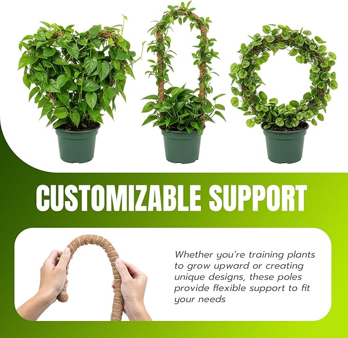 Mcbazel 2 Pack 47 Inch Moss Pole for Plants Monstera, Plant Support Stick, Bendable Moss Poles Plant Support Stick for Climbing Plants, Stick Support Stake Kit for Potted Plants,Pothos,Philodendron