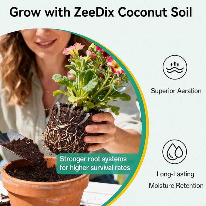 ZeeDix 200pcs(40mm) Coco Coir Pellets Potting Soil Indoor Plants, Compressed Coconut Coir Soil Pellets Seed Starting Pellets Soil Discs for Planting Flowers Bonsai Herbs Plants and Vegetables