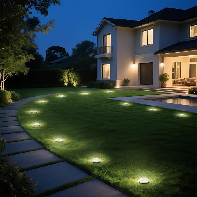 INCX Solar Lights for Outside,12 Pack Solar Lights Outdoor Waterproof, Solar Garden Lights Landscape Lighting for Patio Pathway Lawn Yard Deck Driveway Walkway, Cold White