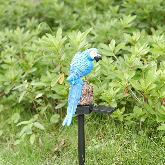 Parrot Decor Garden Solar Light up Figurine Animal Outdoor Stakes Decorative Waterproof LED Decorations for Outside Backyard decoration Porch Lawn Ornaments Blue
