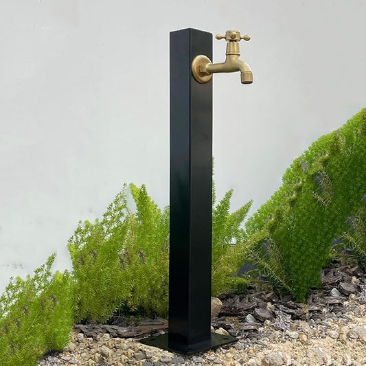 304 Stainless Steel Vertical Garden Water Column with Freestanding Hose Stand, Lock Faucet, Antifreeze Faucet, Hydrant Water Feature Fountain, for Irrigation