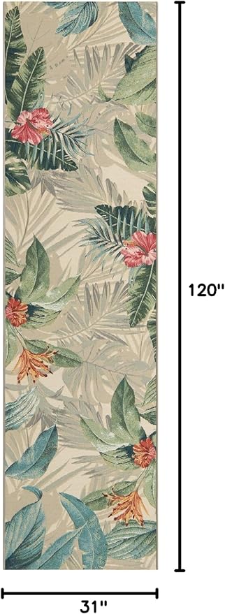 Unique Loom Outdoor Botanical Collection Area Rug - Kula (2' 7" x 10' Runner, Multi/ Gray)