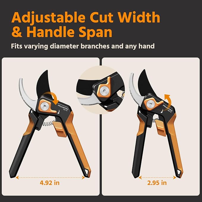 PrunePro Pruning Shears for Gardening Professional Bypass Hand Pruner Stainless Steel Sharp Blade Garden Scissors Plant Flower Garden Clipper Orange 1 Pack