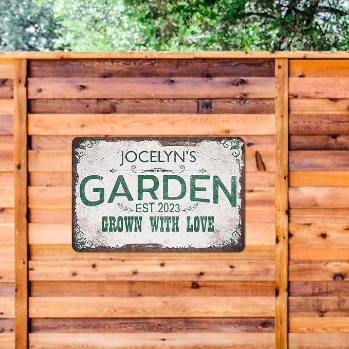 Personalized Metal Signs with Name Made in USA Custom Vintage Garden Sign Waterproof Vintage Decorative Metal Print for Wall Decor Customized Home Garden Ideas Gifts Artwork Prints for Yard Ourdoor