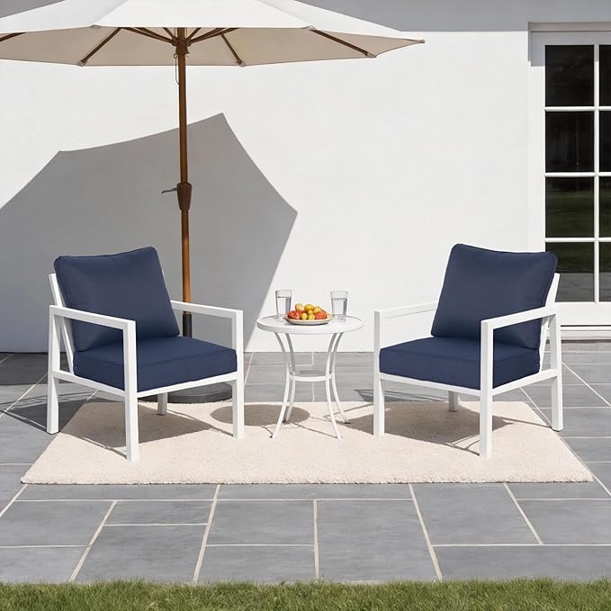 24x24 Inch Outdoor Deep Seat Cushions Set of 2,Thick High-Density Foam, Removable Cover with YKK Hidden Zipper,Water-Resistant UV-Resistant Polyester for Patio Furniture,Midnight