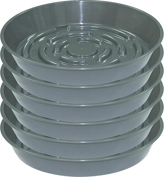 6 Packs Plant Saucer Pot Tray, 6 inch Grey Flower Planter Saucers and Drip Trays