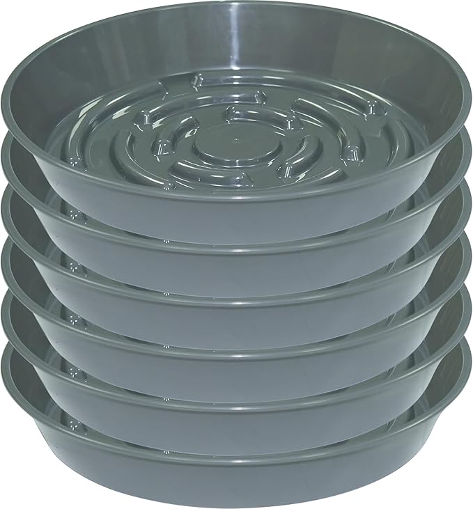 6 Packs Plant Saucer Pot Tray, 8 inch Grey Flower Planter Saucers and Drip Trays