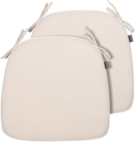 Magpie Fabrics Outdoor/Indoor 17"x16"x2" Chair Cushions with Ties Set of 2, Waterproof All Weather U-Shape Seat Pads Decoration for Patio Garden Furniture Home Office (Beige)