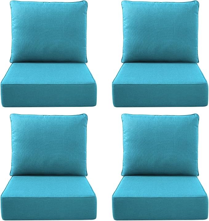 Luxury Outdoor Seat Cushion Set-22 x 24 x 6 Inch Outdoor Chair Cushions with Water Resistant & Removable Cover Outdoor Cushions for Patio Furniture Chair Sofa Couch