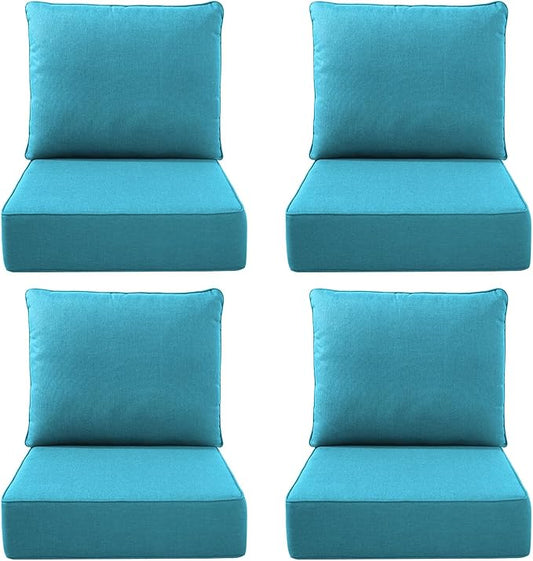 Luxury Outdoor Seat Cushion Set-22 x 24 x 6 Inch Outdoor Chair Cushions with Water Resistant & Removable Cover Outdoor Cushions for Patio Furniture Chair Sofa Couch