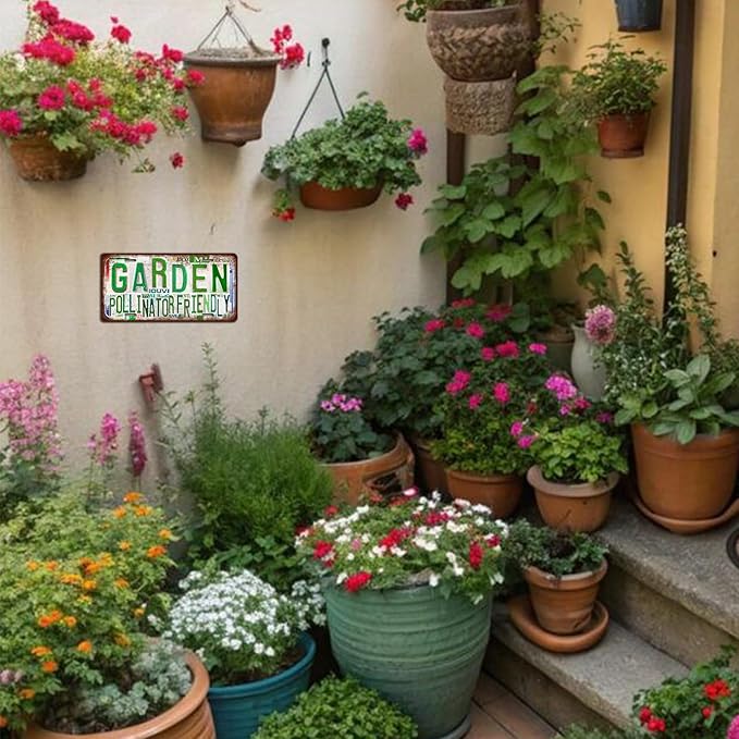Vintage Garden Metal Tin Sign License Plate Wall Decor for Garden Lover 12 x 6 Inches - magic grows here