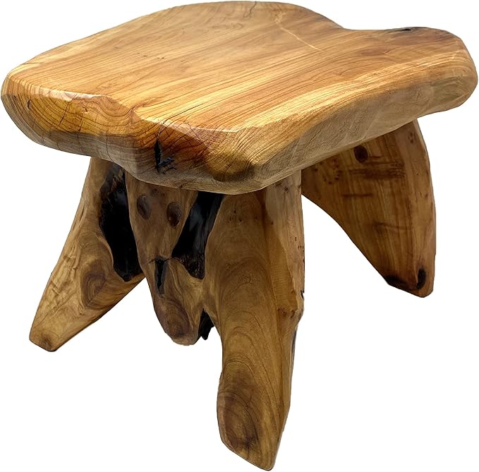 THY COLLECTIBLES Natural Tree Stump Stool Live Edge Cedar Wood Plant Stand, Stool, Garden Bench, Side Table L13 x W11 x H9.5