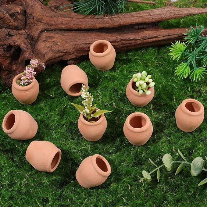 GORGECRAFT 10Pcs 0.9 Inch Mini Clay Pots Small Terracotta Porcelain Pots Pottery Planter Garden Flower Flower Terra Cotta Succulent Nursery Cactus Decoration Jars for Indoor Outdoor Home Windowsill