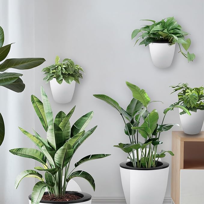 7Pack Self-Watering Plant Flower Pot Wall Hanging Plastic Planters Size 3 inch with 7 Hooks Replacement for Plants Flowers Indoor Outdoors