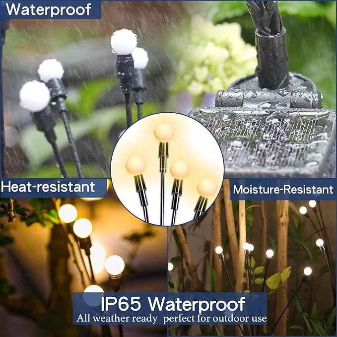 TONULAX Solar Garden Lights - Upgraded Solar Swaying Light, Sway by Wind, Outdoor Lights, Yard Patio Pathway Decoration, High Flexibility Iron Wire & Heavy Bulb Base, Warm White(12 Pack)