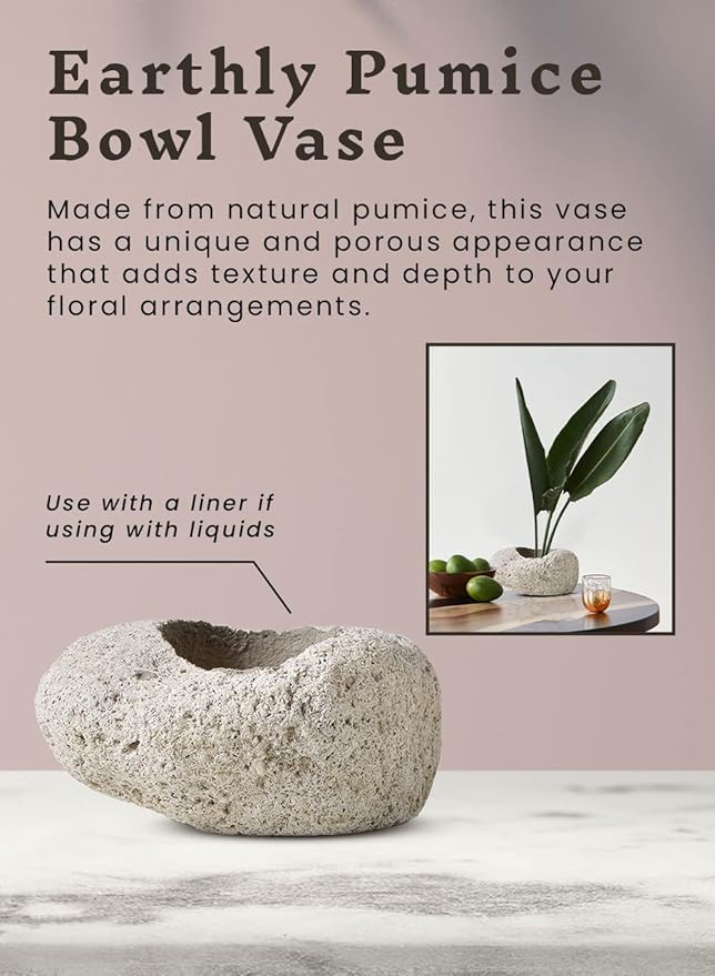 Serene Spaces Living Earthly Pumice Bowl Vase, Lava Rock Vase for Flowers, Candle Holder - Perfect for Living Rooms, Kitchens, Bedrooms, Office, Weddings, Small- Pack of 12