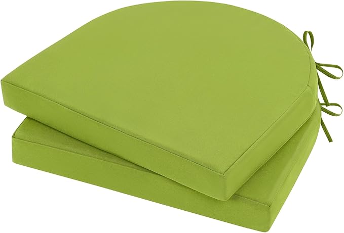 Topotdor Outdoor Chair Cushions Set of 2, 17"x16"x2" Waterproof Patio Chair Cushions for Outdoor Furniture, Round Corner Outdoor Seat Cushions Color Fastness Chair Pads with Ties, Green
