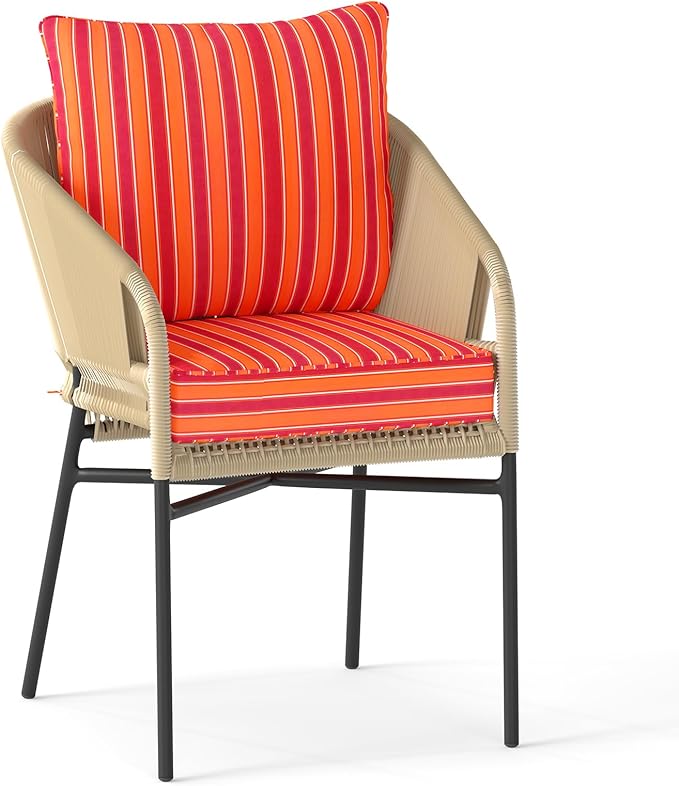 Giantex Patio Cushion Set, Outdoor Chair Seat Pads w/Non-Slip Rope Belts, Detachable Patio Furniture Cushions, Thick Seat Cushion & Back Cushion for Living Room Floor Sofa Patio Garden Chair (Orange)