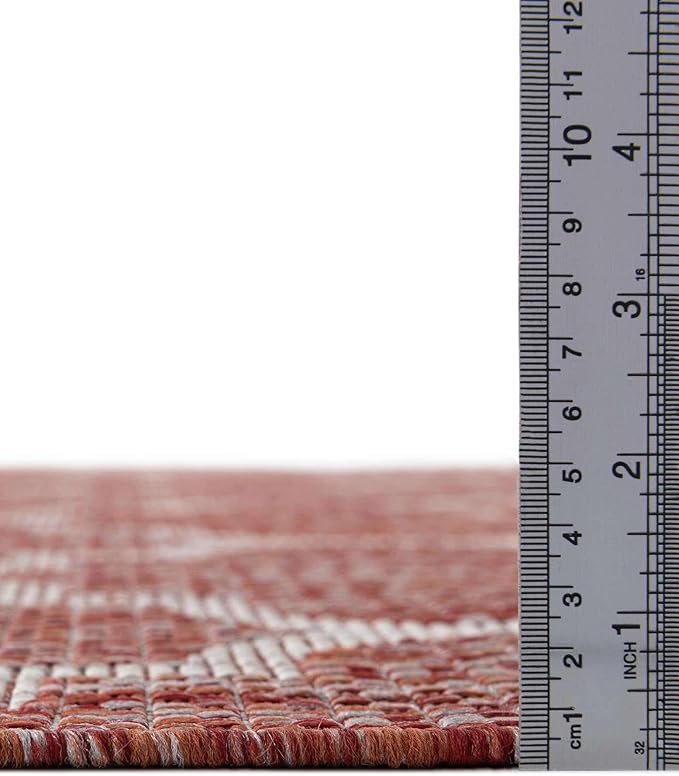 Unique Loom Outdoor Trellis Collection Area Rug - Trellis (Square 13' 0" x 13' 0", Rust Red/ Ivory)