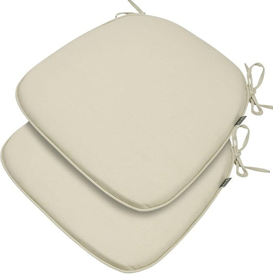 Outdoor Chair Cushions Set of 2,Patio Seat Cushion 17"x16"x2",U-Shaped Dining Chair Cushion 17 by 16 Inch,Water Resistant,Fade-Resistant Chair Pads for Kitchen Garden Furniture(Antique Beige)
