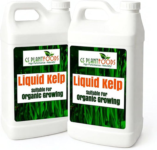 GS Plant Foods Liquid Kelp Fertilizer – Suitable for Organic Growing, OMRI Listed Seaweed Concentrate for Lawns, Gardens & Soil - 5 Gallons (2 x 2.5 Gallon containers)